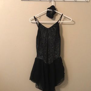 Ladies black with glitter figure skating dress